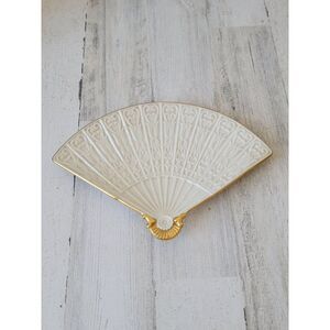 Lenox Empress fan tray collectible home decor gold trim